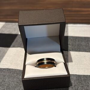 Men's Black and rose Gold Ring size 10 tungsten